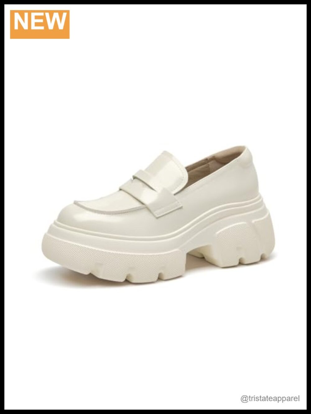 "Women's Platform Penny Loafers Leather Chunky Heel Slip-On Shoes"